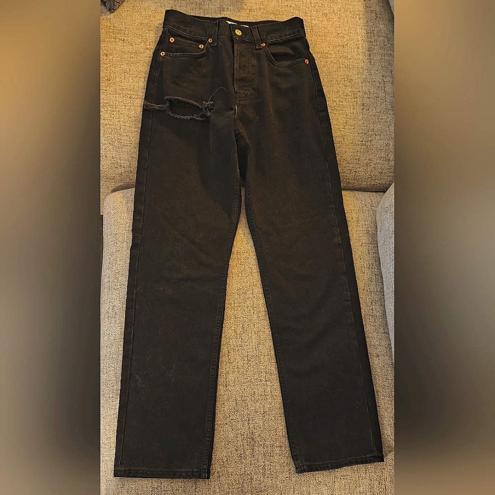Topshop Black Dad Straight Jeans Classic Fit W 25